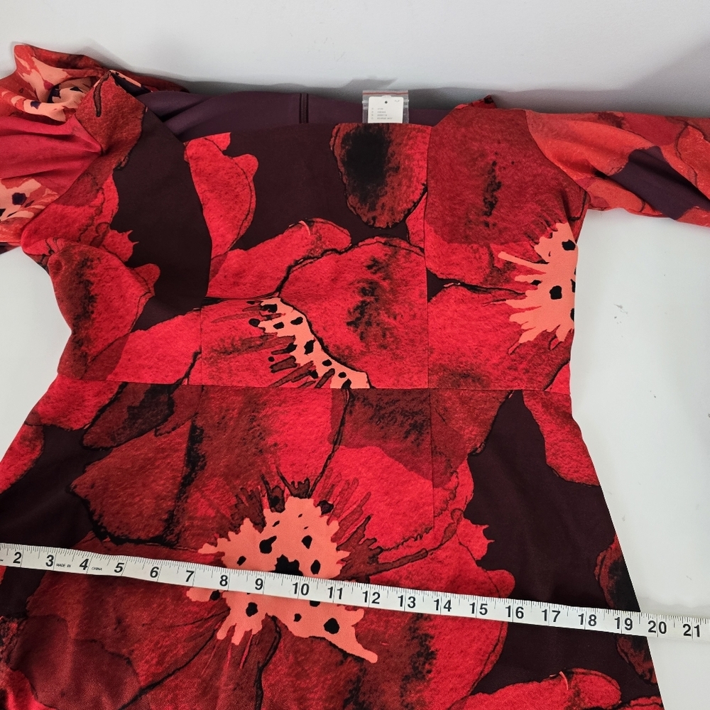 NWT Hutch Poppy Puff Sleeve Square Neck Mini Dress Size 12 Red Floral - Picture 11 of 16